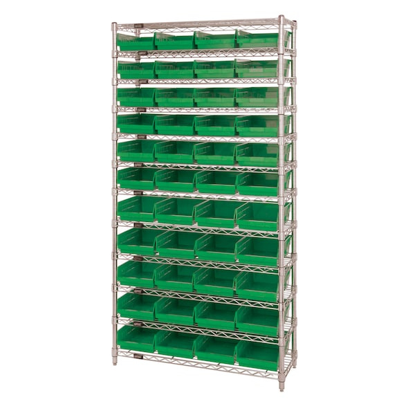Quantum Storage Systems Shelf Bin Wire Shelving System WR12108GN Zoro